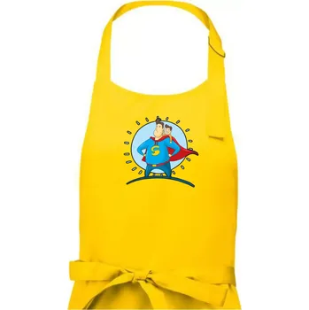 Kuchyňská zástěra Táta superman - kluk - Dámská zástěra na vaření - Univerzální velikost ( Žlutá )