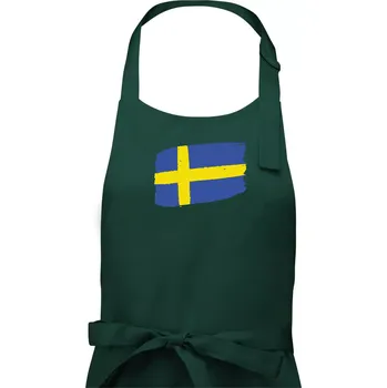 Kuchyňská zástěra Švédsko vlajka štětkou - Pánská zástěra na vaření - Univerzální velikost ( Lahvově zelená )