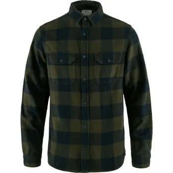 Pánská košile pánská košile s dlouhým rukávem FJÄLLRÄVEN Övik Heavy Flannel Shirt M Deep Forest-Dark Navy - S