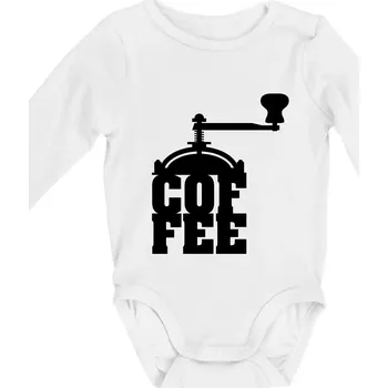 Kojenecký body Coffee mlýnek - Body kojenecké s dlouhým rukávem - Dlouhý r. do 3 měs ( Bílá )