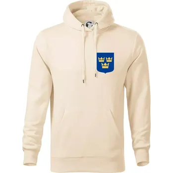 Pánská mikina Švédský znak tři korunky na prso - Mikina pánská Cape s kapucí - XL ( Mandlová )