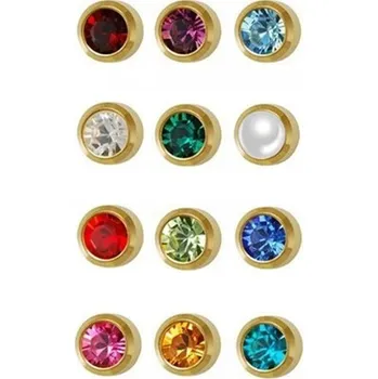 Náušnice Náušnice na propichování uší, zlatá ocel se zirkonem, 12 párů