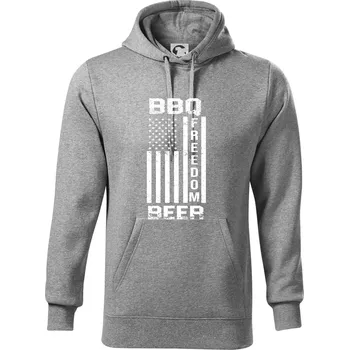 Pánské oblečení USA BBQ Freedom beer - Mikina pánská Cape s kapucí - 3XL ( Tmavě šedý melír )