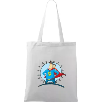 Táta superman - kluk - Taška bavlněná - 42 x 38 cm ( Bílá )