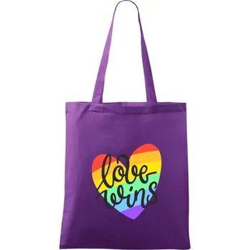 Love wins srdce - Taška bavlněná - 42 x 38 cm ( Fialová )