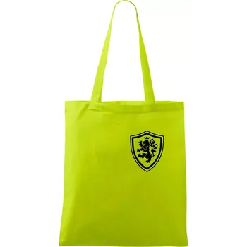 Český lev erb na prsu a na zádech - Taška bavlněná - 42 x 38 cm ( Limetková )