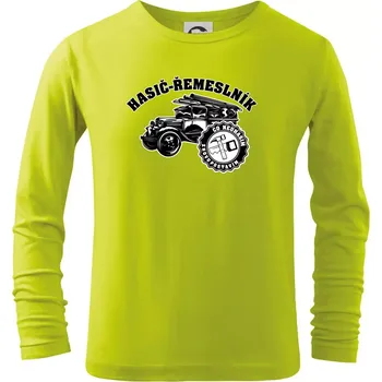 Chlapecké tričko Hasič řemeslník - Triko dětské Long Sleeve - 104-110cm / 3-4 roky ( Limetková )