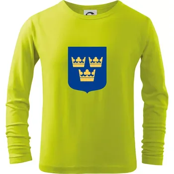 Dětská móda Švédský znak tři korunky velký - Triko dětské Long Sleeve - 104-110cm / 3-4 roky ( Limetková )