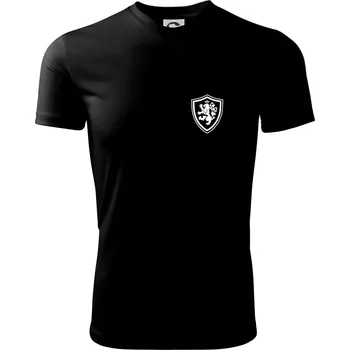 Pánské tričko Český lev erb na prsu a na zádech - Pánské triko Fantasy sportovní (dresovina) - 2XL ( Černá )