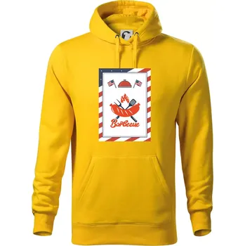 Pánská mikina USA BBQ POSTER - Mikina pánská Cape s kapucí - 5XL ( Žlutá )