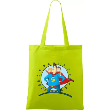 Táta superman - holka a kluk - Taška bavlněná - 42 x 38 cm ( Limetková )