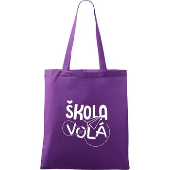 Škola volá - Taška bavlněná - 42 x 38 cm ( Fialová )