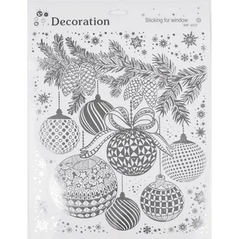 Vánoční dekorace Vánoční okenní fólie samolepicí Varianta: 4 stříbrná baňka, Balení: 1 karta