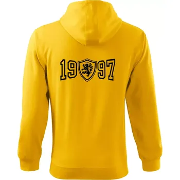 Pánská mikina Narozeninový motiv - znak - 1997 - Mikina s kapucí na zip trendy zipper - 2XL ( Žlutá )