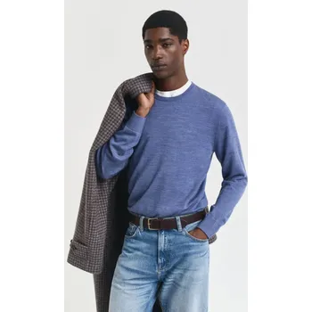Pánský svetr SVETR GANT EXTRAFINE MERINO WOOL C-NECK STONE BLUE MELANGE