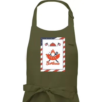 Kuchyňská zástěra USA BBQ POSTER - Pánská zástěra na vaření - Univerzální velikost ( Khaki )
