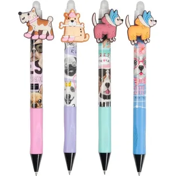 Kuličkové pero gumovací Funny dogs, 0,5, modré