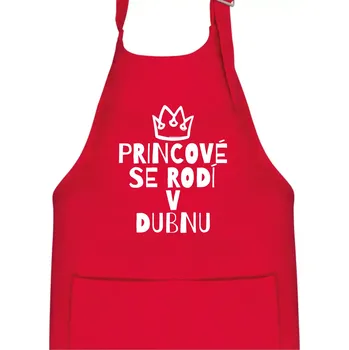 Kuchyňská zástěra Princové se rodí v dubnu - Dětská zástěra na vaření - Univerzální velikost ( Červená )