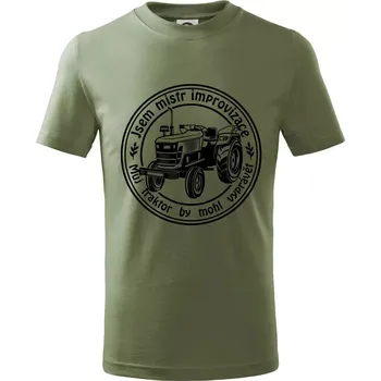 Chlapecké oblečení Mistr improvizace starý traktor - Tričko dětské bavlněné - 122 cm/6 let ( Khaki )