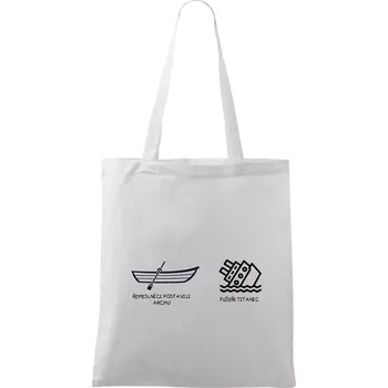 Řemeslnici postavili archu, fušeři Titanic - Taška bavlněná - 42 x 38 cm ( Bílá )