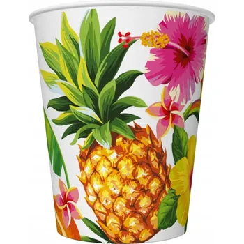 Party nádobí Papírové kelímky s havajským ovocem, 8 ks