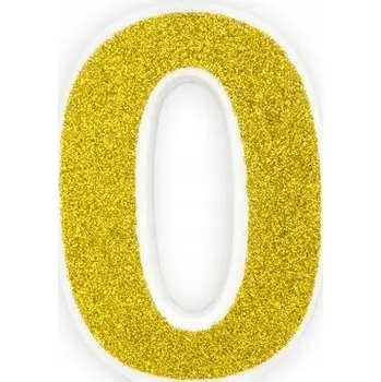 Dortová svíčka SVÍČKA na dort 0 NULA ZLATÁ třpytivá PD