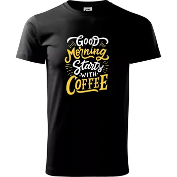 Good Morning Starts with Coffee - Triko extra velké (5-8XL) - 6XL ( Černá )