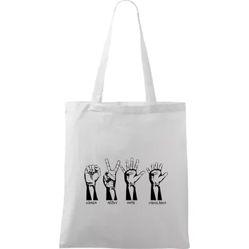 Kámen nůžky papír cirkulárka - Taška bavlněná - 42 x 38 cm ( Bílá )