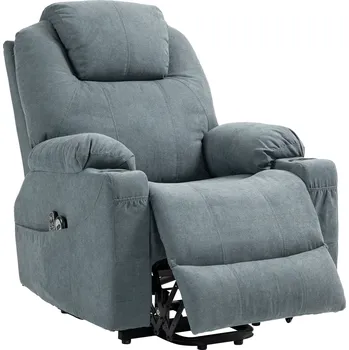 Masážní křeslo Masážní křeslo HOMCOM pro seniory, 8 masážních bodů, boční kapsy, dálkové ovládání, 90L x 101W x 107 cm, šedá barva