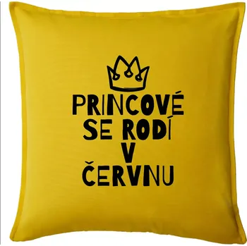 Polštář Princové se rodí v červnu - Polštář 50x50 - 50x50 - Pouze potah ( Žlutá )