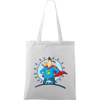 Táta superman - holka a kluk - Taška bavlněná - 42 x 38 cm ( Bílá )