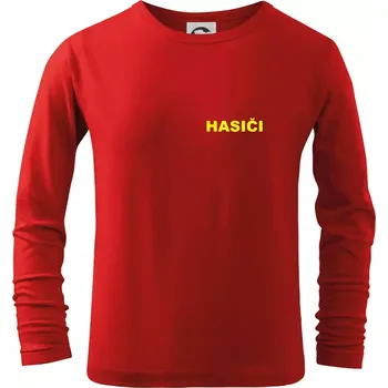 Chlapecké tričko Hasiči název samostatný - Triko dětské Long Sleeve - 158 cm/12 let ( Červená )