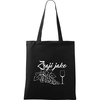 Nákupní taška Zraji jako víno - Taška bavlněná - 42 x 38 cm ( Černá )