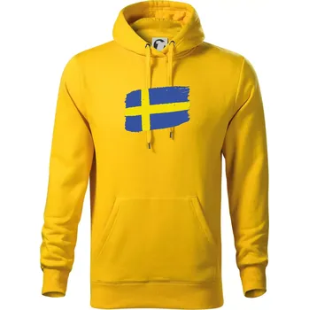 Pánská mikina Švédsko vlajka štětkou - Mikina pánská Cape s kapucí - S ( Žlutá )