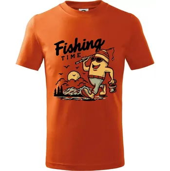 Chlapecké tričko Fishing Time na výletě - Tričko dětské bavlněné - 98 cm / 2 roky ( Oranžová )