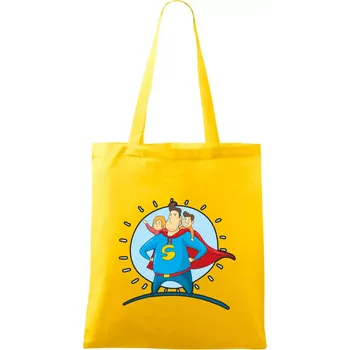 Táta superman - holka a kluk - Taška bavlněná - 42 x 38 cm ( Žlutá )