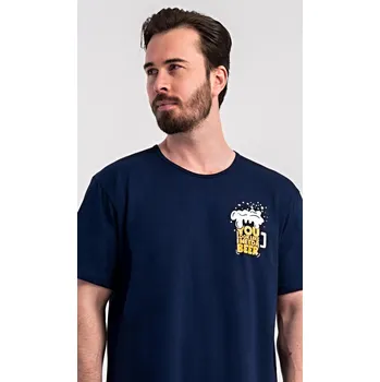 Pánská noční košile s krátkým rukávem – Pivo- bavlna, tmavě modrá L i232_10169_55455957:tmavě modrá L