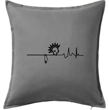 Polštář Ekg punk - Polštář 50x50 - 50x50 - Pouze potah ( Tmavě šedý melír )