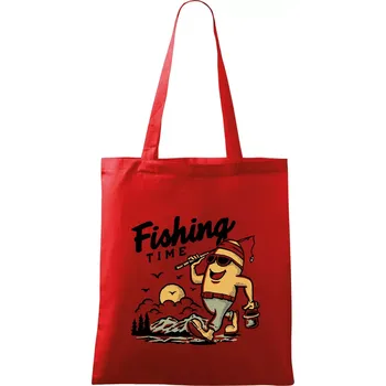 Nákupní taška Fishing Time na výletě - Taška bavlněná - 42 x 38 cm ( Červená )