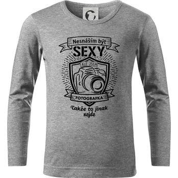 Chlapecké tričko Nesnáším být sexy fotografka - Triko dětské Long Sleeve - 122 cm/6 let ( Tmavě šedý melír )