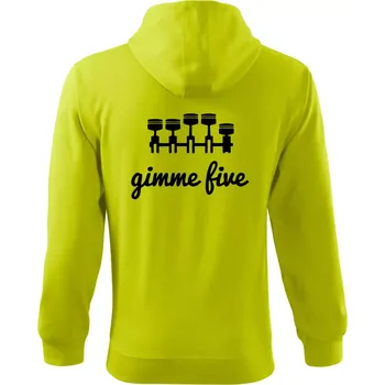 Pánská móda Gimme five - dej mě pět - pětiválec - Mikina s kapucí na zip trendy zipper - XL ( Limetková )