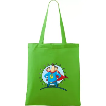Táta superman - kluk a kluk - Taška bavlněná - 42 x 38 cm ( Apple Green )