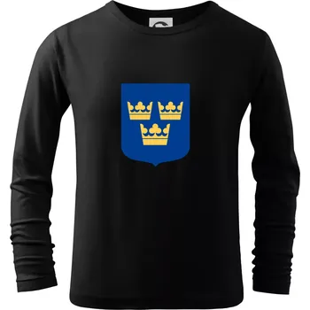 Chlapecké tričko Švédský znak tři korunky velký - Triko dětské Long Sleeve - 122 cm/6 let ( Černá )
