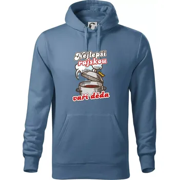 Pánská mikina Nejlepší rajskou vaří děda - Mikina pánská Cape s kapucí - L ( Denim )