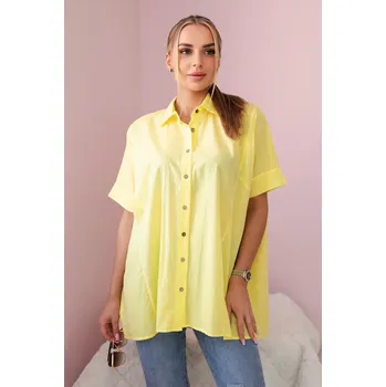 Dámská halenka Kesi Bavlněná košile Darcy s krátkým rukávem Barva: Žlutá, Velikost: UNI