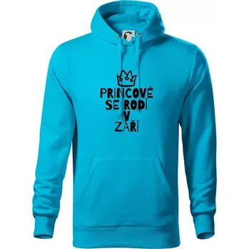 Pánská mikina Princové se rodí v září - Mikina pánská Cape s kapucí - XL ( Světlý tyrkys )