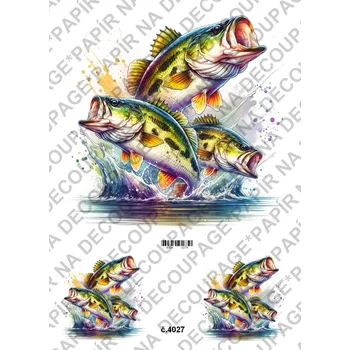 Umělecký papír Rýžový a soft papír na decoupage - Ryby - KB04027 Materiál: Soft, Rozměr: A4