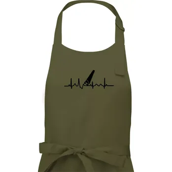 Kuchyňská zástěra Ekg ruční pila - Pánská zástěra na vaření - Univerzální velikost ( Khaki )
