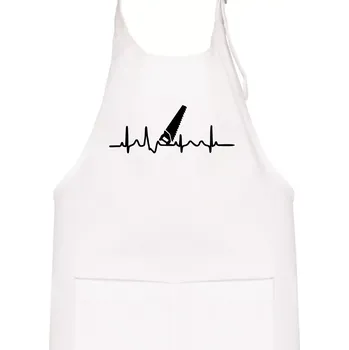 Kuchyňská zástěra Ekg ruční pila - Dětská zástěra na vaření - Univerzální velikost ( Bílá )