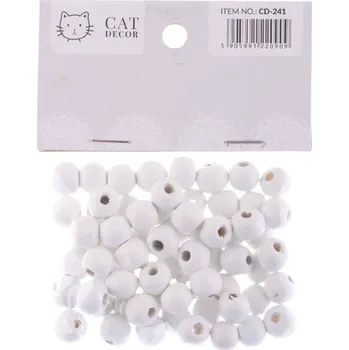 Dětské navlékací korálky Korálky 10mm, 76ks dřevěné, WHITE